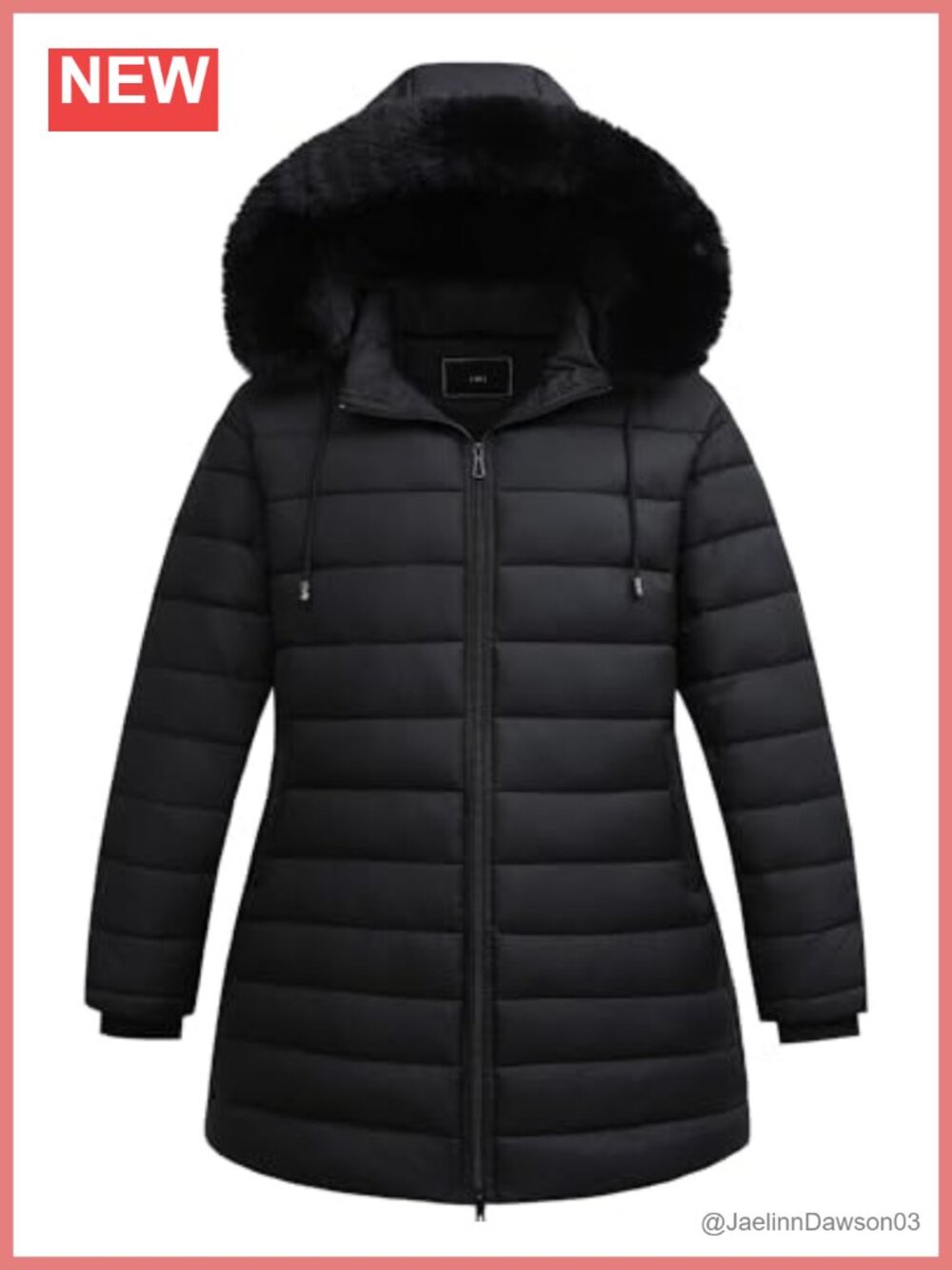 Plus Size Thermal Down Parka Coat Quilted Long Sleeve Winter Hooded